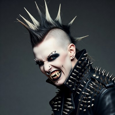 Punk Woman with Mohawk and Fangs
