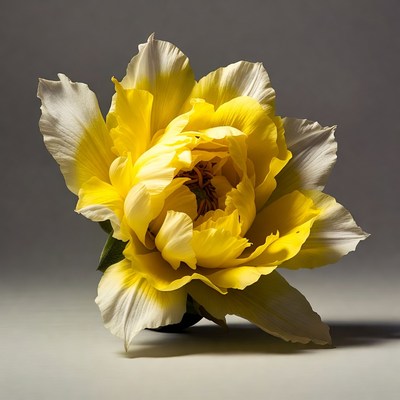 Yellow peony flower isolated