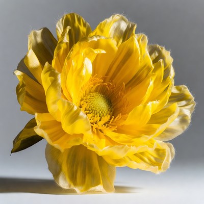 Yellow Peony Flower Closeup