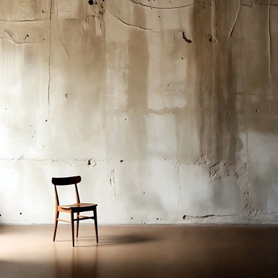 Wooden Chair Against Textured Wall