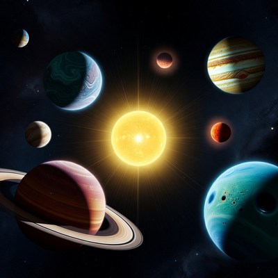 Solar System Planets Around Sun