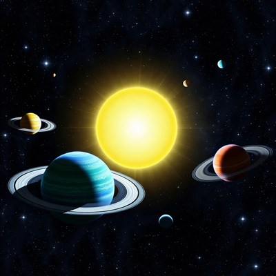 Solar System Planets Orbiting Sun