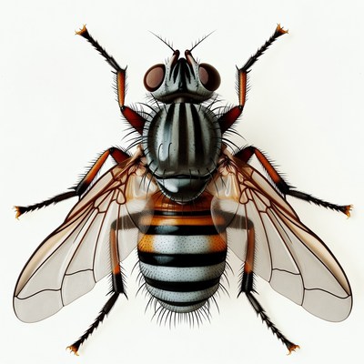 Detailed illustration of striped housefly