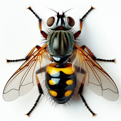 Hoverfly on white background