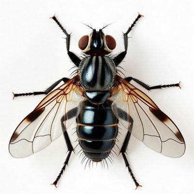 Black Fly on White Background