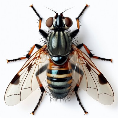 Colorful Fly on White Background
