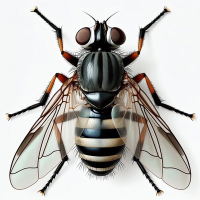 Detailed illustration of striped housefly