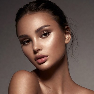 Beautiful woman with glossy makeup