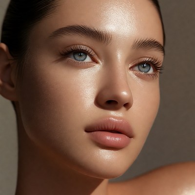 Beautiful woman with blue eyes