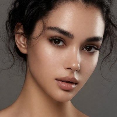 Beautiful woman with wavy black hair