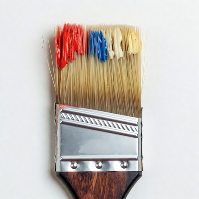 Paintbrush with multicolored paint bristles