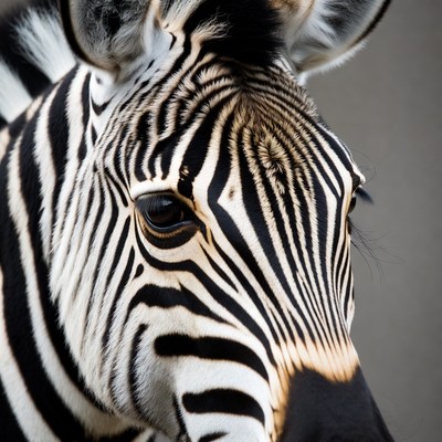 Close-up zebra head portrait