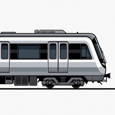 Silver subway train illustration
