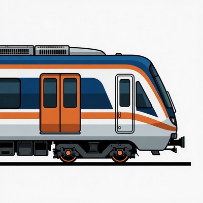 Blue Orange Modern Train Illustration