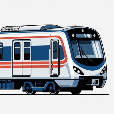 Modern Blue Metro Train Illustration