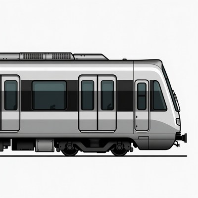 Silver Train Side View Illustration