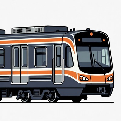 Modern orange commuter train illustration