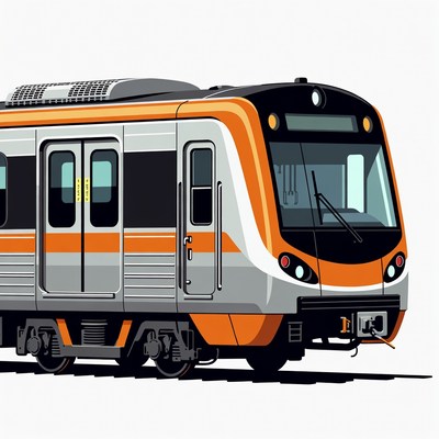 Orange Modern Train Illustration