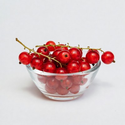 Red Currants in Glass Bowl