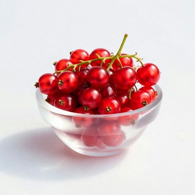 Red Currants in Glass Bowl