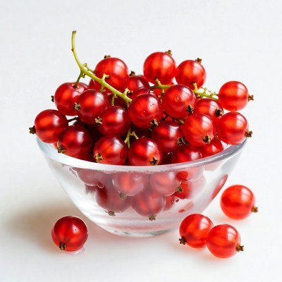 Red Currants in Glass Bowl
