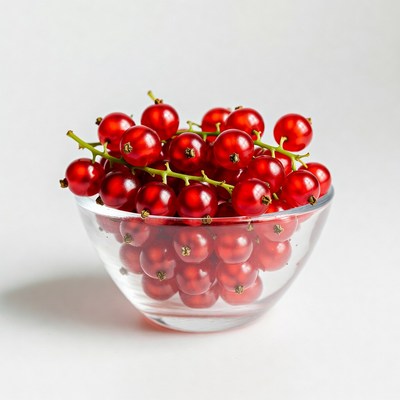 Red Currants in Glass Bowl
