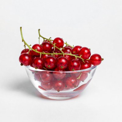 Red Currants in Glass Bowl