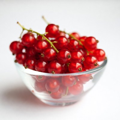 Red Currants in Glass Bowl