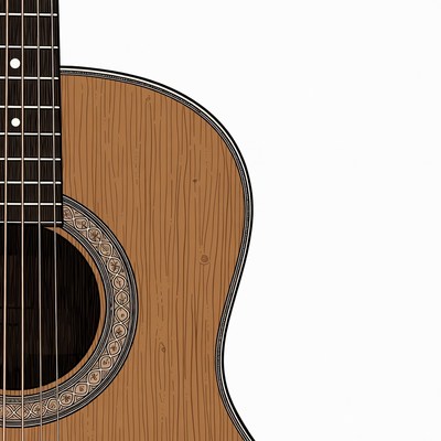 Acoustic Guitar on White Background