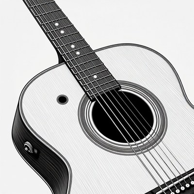 White acoustic guitar illustration