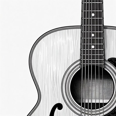 Acoustic Guitar Closeup Illustration