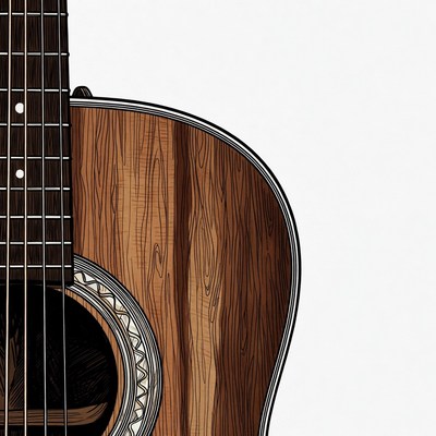 Acoustic Guitar on White Background