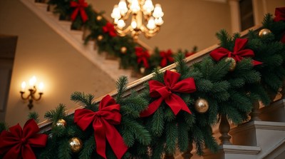 Christmas Garland on Staircase