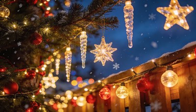 Christmas Tree with Icicles and Lights
