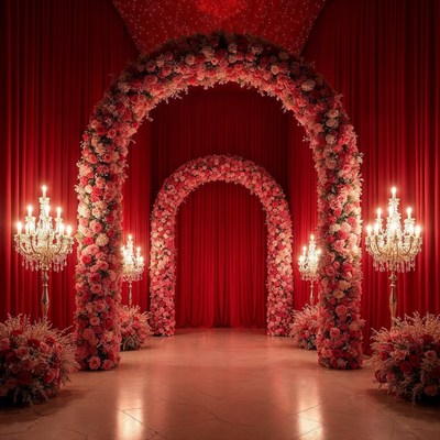 Red Floral Wedding Arch