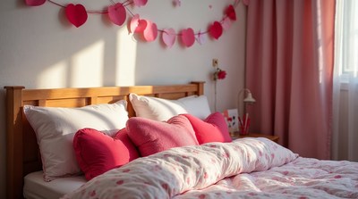 Cozy Bedroom with Pink Heart Decor
