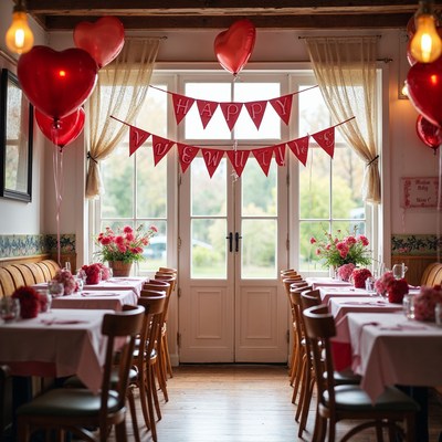 Valentine's Day Restaurant Table Setup