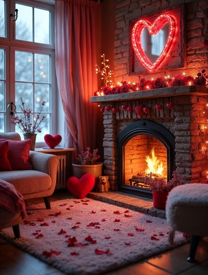 Cozy Valentine Fireplace Room