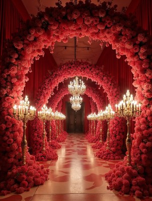 Red Flower Arch Wedding Entrance