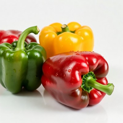 Colorful bell peppers on white background
