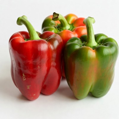 Colorful bell peppers on white background