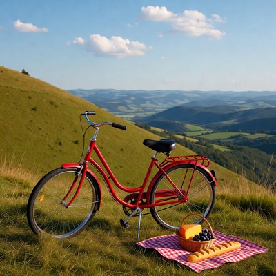 Red Bicycle Picnic Basket Mountain View