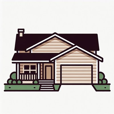 Line Art Suburban House Illustration