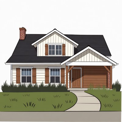 White farmhouse with porch illustration