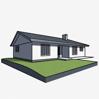 Simple House on Grass Illustration