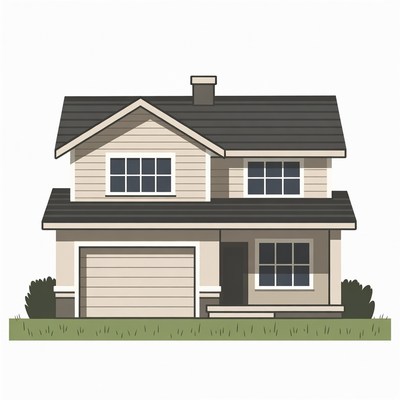 Modern Two-Story House Illustration