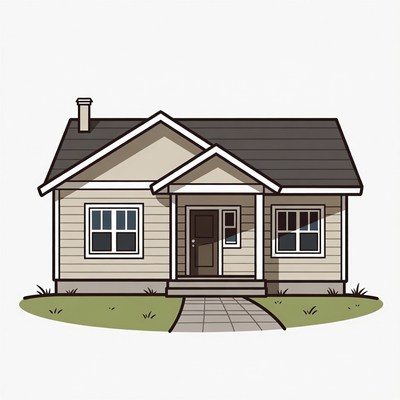 Cartoon House with Porch