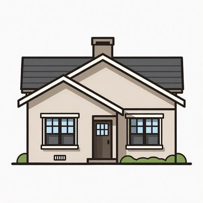 Cartoon House with Chimney