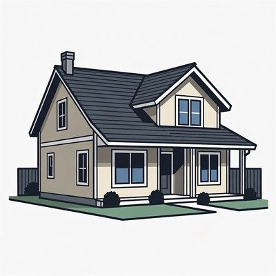 Modern House with Porch Illustration