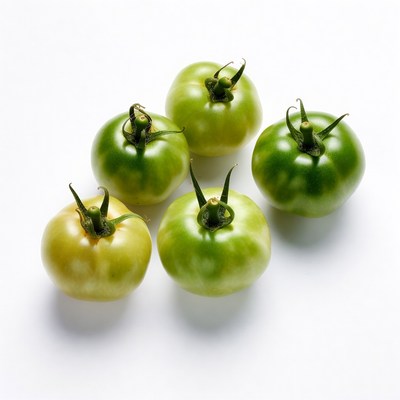 Fresh Green Tomatoes on White Background